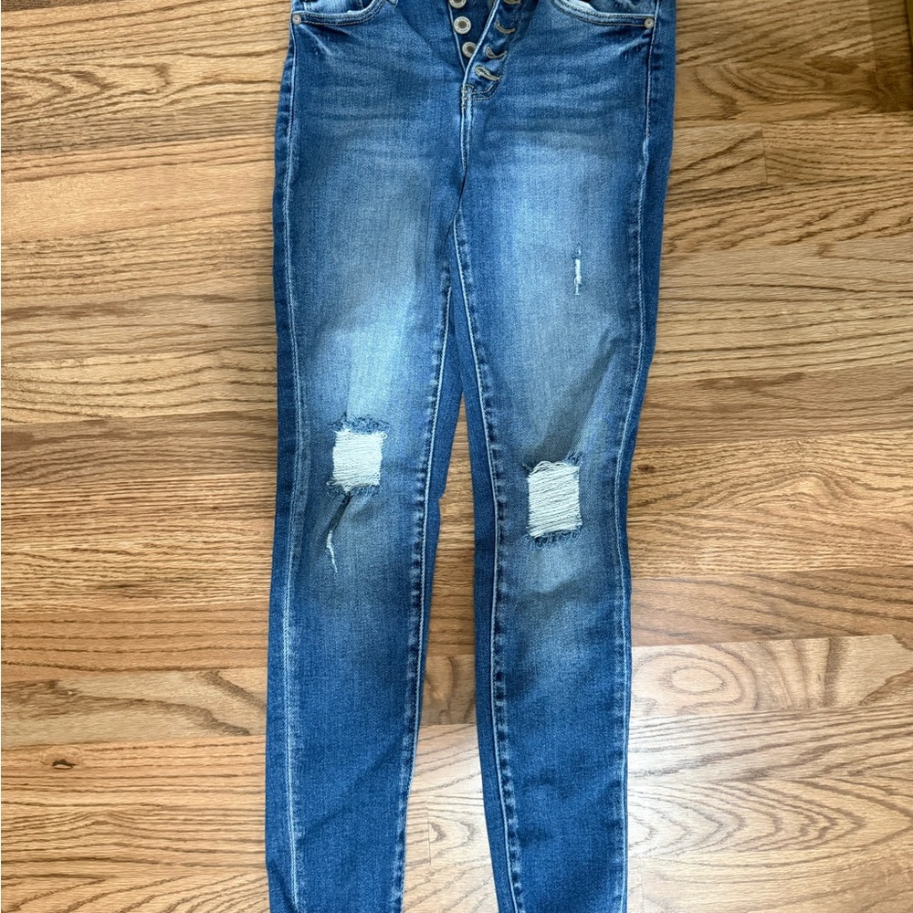 KanCan Blue Distressed Skinny Jeans